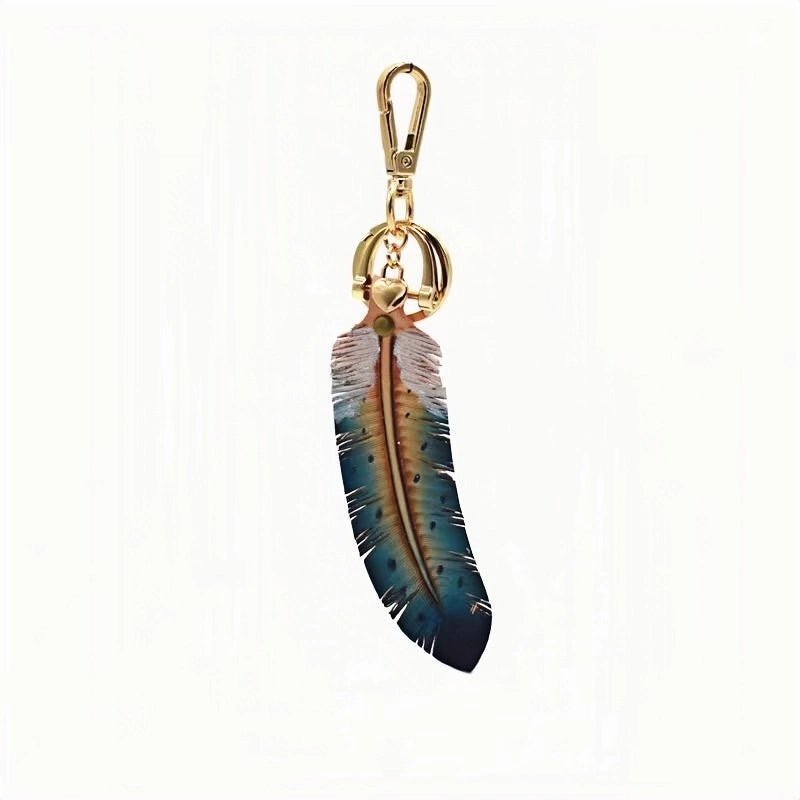 Original Nordic Feather Genuine Leather Charm – Handcrafted Full - Grain Cowhide Bag Accessory or Key Charm, Ethereal and Elegant, Perfect Gift for Nature Lovers - shewearing