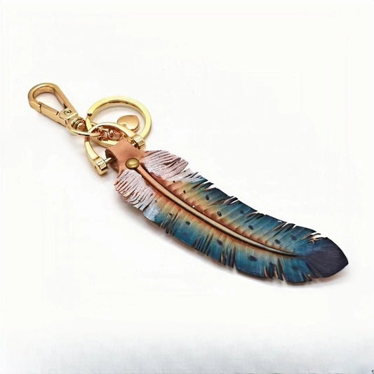 Original Nordic Feather Genuine Leather Charm – Handcrafted Full - Grain Cowhide Bag Accessory or Key Charm, Ethereal and Elegant, Perfect Gift for Nature Lovers - shewearing