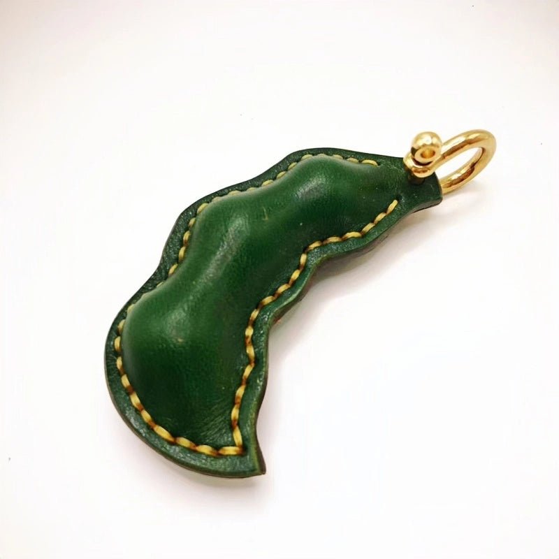 Peaceful Leather Pea Charm – Handcrafted Full - Grain Cowhide Bag Ornament, Dual - Sided Keychain, Car Accessory, Unique Gift for Any Occasion - shewearing