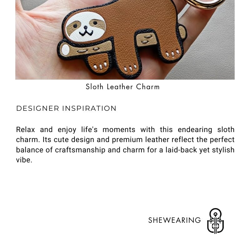 Premium Sloth Leather Charm – Handcrafted French Full - Grain Goatskin Bag Charm Gift Lovely Creative - shewearing