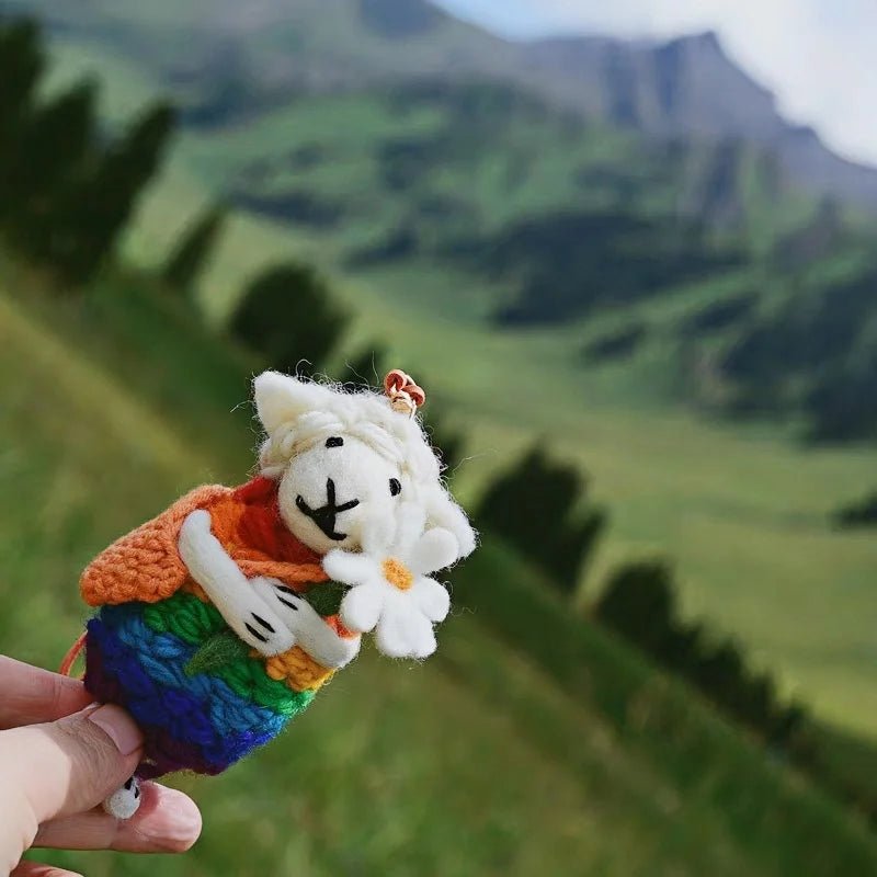Rainbow Hug Sheep Wool Charm – Handmade Felted Bag Pendant | Soft Gift of Light & Warmth - shewearing