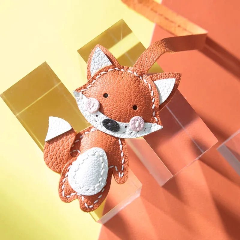 Whimsical Fox Leather Bag Charm – Handmade Full - Grain Lambskin Keychain | Playful Animal Pendant | Cute Gift for Handbags & Backpacks - shewearing