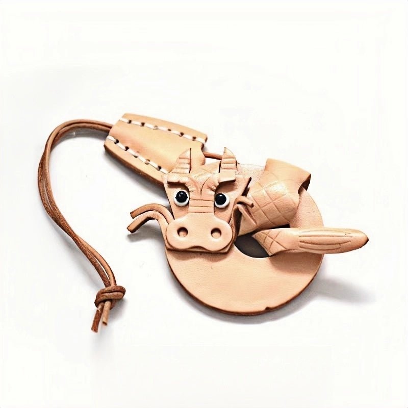 Zodiac Dragon Leather Charm – Nordic - Style Handcrafted Goatskin Accessory for Bags, Keys, and Journals, Unique Gift - shewearing
