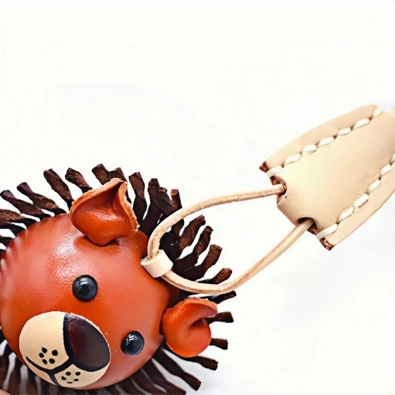 3D Leather Lion Bag Charm – Full - Grain Cowhide Keychain, Whimsical Graduation Gift, Handcrafted Animal Accessories - shewearing