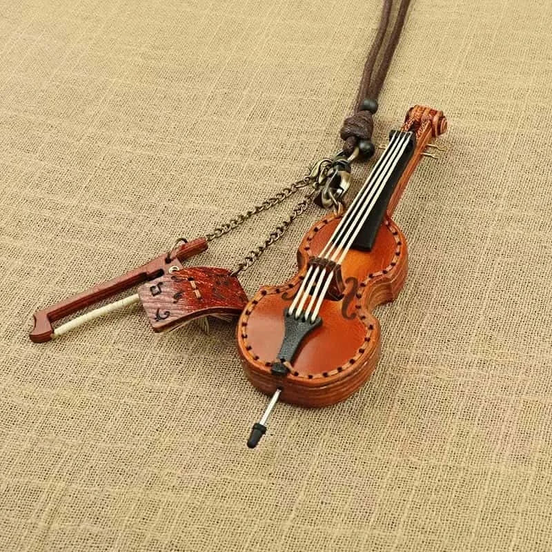 Artisan Leather Mini String Instrument Bag Charm – Handmade Full-Grain Violin, Cello & Double Bass Pendant | Vintage Musical Keychain | Artistic Gift for Women & Music Lovers