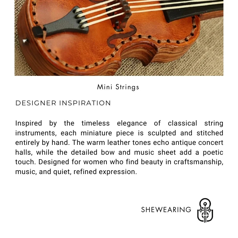 Artisan Leather Mini String Instrument Bag Charm – Handmade Full-Grain Violin, Cello & Double Bass Pendant | Vintage Musical Keychain | Artistic Gift for Women & Music Lovers