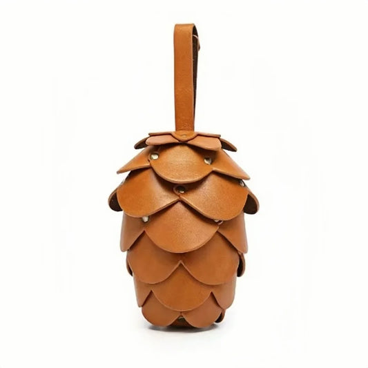 Pinecone Leather Lipstick Bag Charm – Handmade Acorn-Inspired Pendant | Creative Organizer for Lipstick, Coins & Accessories | Unique Forest-Inspired Gift