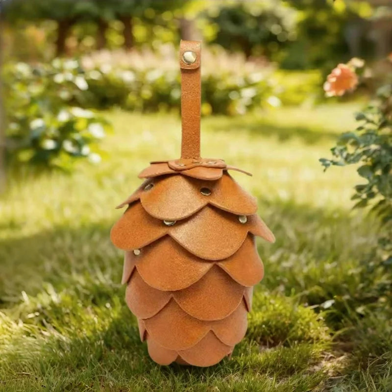 Pinecone Leather Lipstick Bag Charm – Handmade Acorn-Inspired Pendant | Creative Organizer for Lipstick, Coins & Accessories | Unique Forest-Inspired Gift