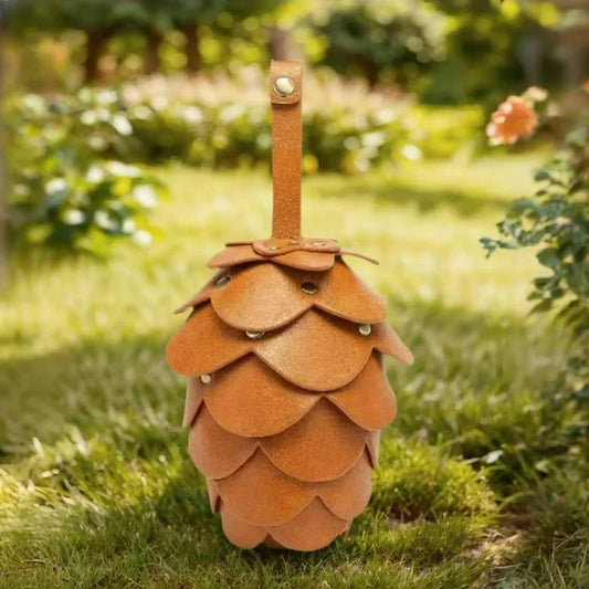 Pinecone Leather Lipstick Bag Charm – Handmade Acorn-Inspired Pendant | Creative Organizer for Lipstick, Coins & Accessories | Unique Forest-Inspired Gift