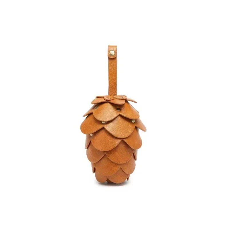 Pinecone Leather Lipstick Bag Charm – Handmade Acorn-Inspired Pendant | Creative Organizer for Lipstick, Coins & Accessories | Unique Forest-Inspired Gift