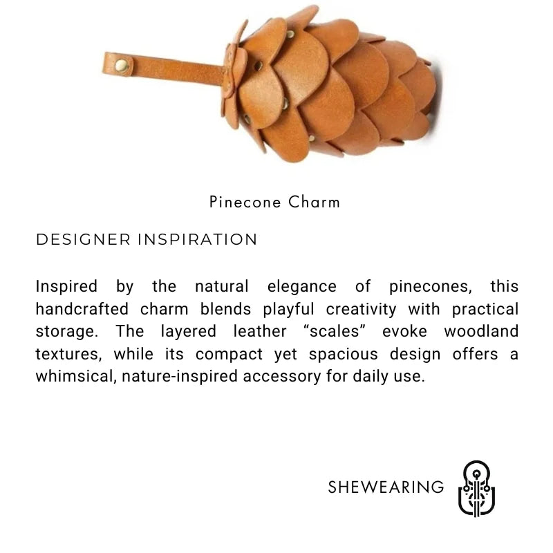 Pinecone Leather Lipstick Bag Charm – Handmade Acorn-Inspired Pendant | Creative Organizer for Lipstick, Coins & Accessories | Unique Forest-Inspired Gift