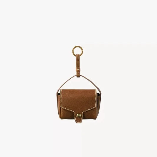 Mini Leather Satchel Charm – Handmade Cowhide Bag Pendant | Compact Lipstick & Coin Organizer | Vintage-Inspired Bag Accessory for Women