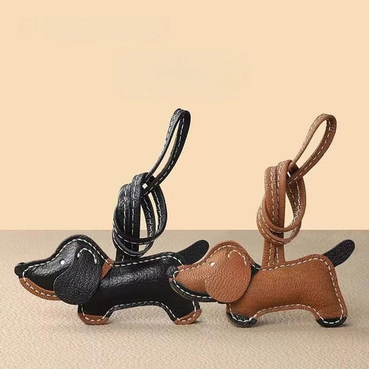Handmade Leather Dachshund Dog Bag Charm – Premium Sheepskin Handbag Pendant & Keychain | Minimalist Boutique Accessory for Women’s Tote, Purse & Backpack