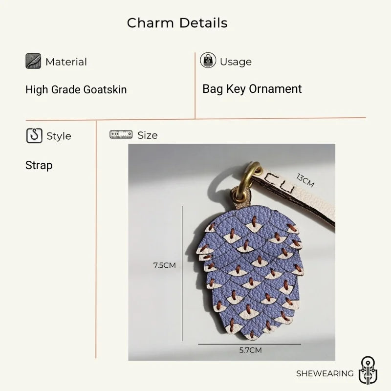 Dije de piña para bolso – Tarjetero RFID original de piel auténtica hecho a mano | Llavero con colgante de piña inspirado en la naturaleza | Accesorio funcional atemporal, un regalo para ella