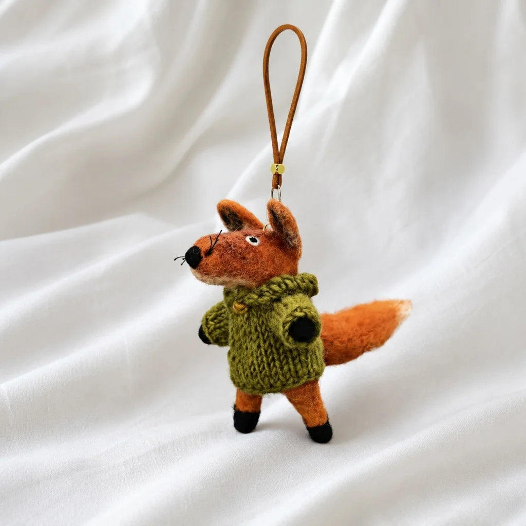 Hand-Felted Fox Bag Charm – Himalayan Wool Woodland Companion | Slow Living Gift Idea