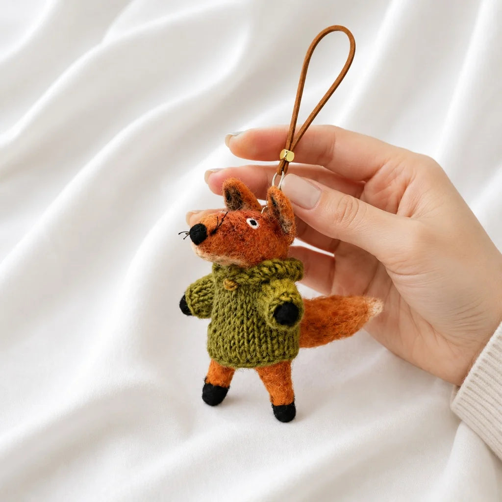 Hand-Felted Fox Bag Charm – Himalayan Wool Woodland Companion | Slow Living Gift Idea