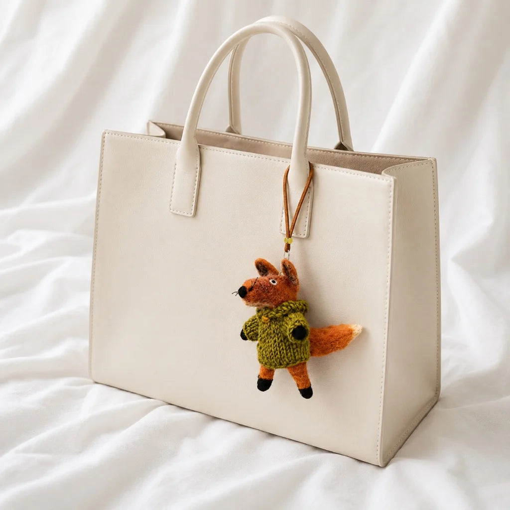 Hand-Felted Fox Bag Charm – Himalayan Wool Woodland Companion | Slow Living Gift Idea