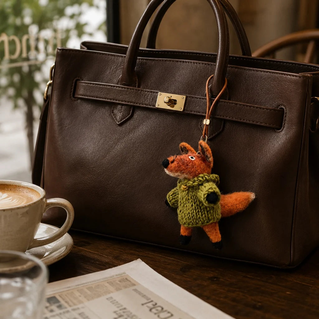 Hand-Felted Fox Bag Charm – Himalayan Wool Woodland Companion | Slow Living Gift Idea
