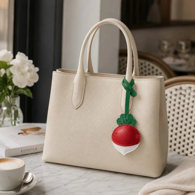 Dije de piel de zanahoria para bolso, diseño original: colgante de piel de cordero hecho a mano, un bonito y original llavero.