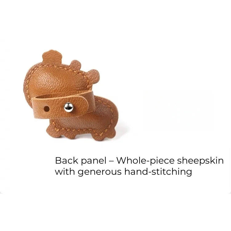 Lucky Capybara Leather Bag Charm – Handmade Sheepskin Capybara with Persimmon Hat | Adjustable Clip-On Pendant | Whimsical Good Luck Gift