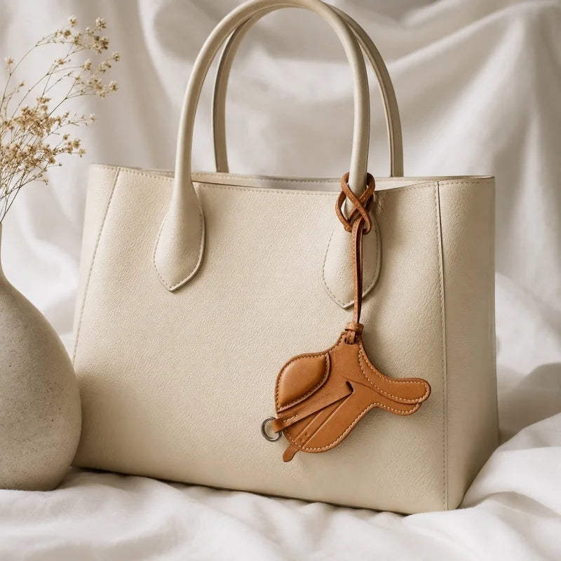 Equestrian-Inspired Saddle Bag Charm – Handcrafted French Goatskin Pendant | Unique Keychain Accent | Timeless Equestrian Style