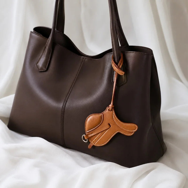 Equestrian-Inspired Saddle Bag Charm – Handcrafted French Goatskin Pendant | Unique Keychain Accent | Timeless Equestrian Style