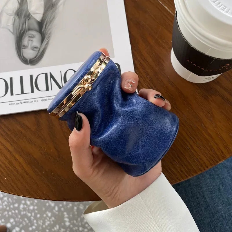Foldable Leather Lipstick Pouch with Mirror – Compact Barrel Makeup Case | Mini Coin Purse for Daily Essentials | Gift for Her
