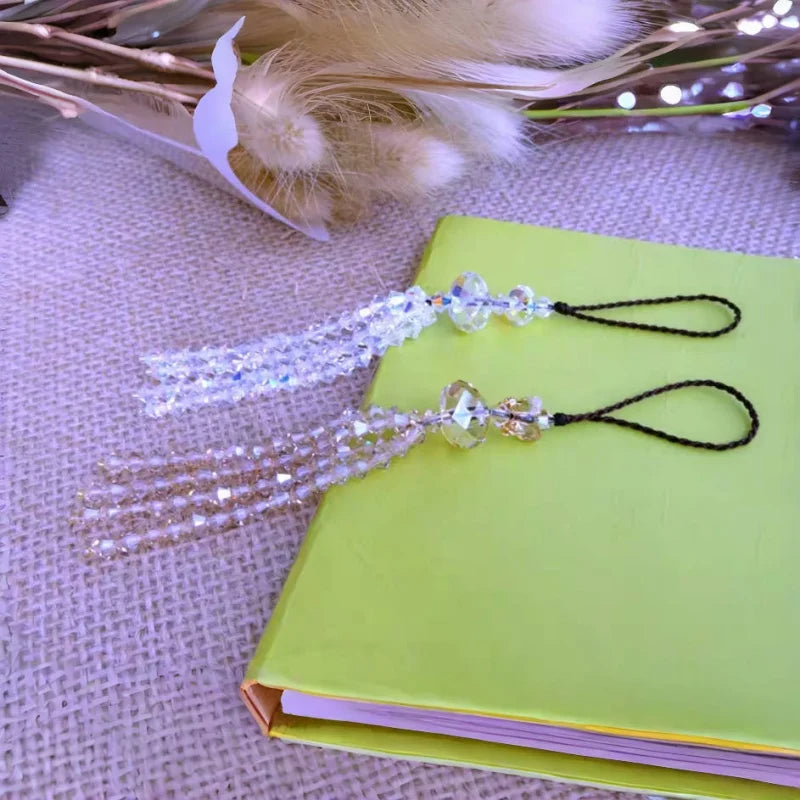 Austrian Crystal Phone Charm with Tassel Pendant – Elegant Handmade Beaded Strap | Shiny Bag Charm & Keychain Decoration for Women