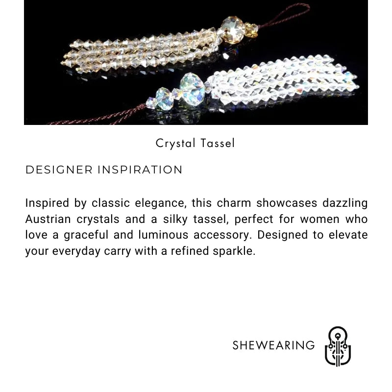 Austrian Crystal Phone Charm with Tassel Pendant – Elegant Handmade Beaded Strap | Shiny Bag Charm & Keychain Decoration for Women