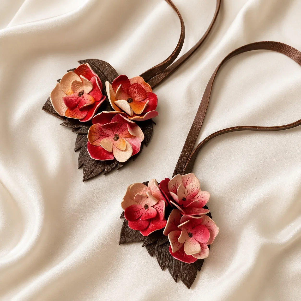 Adorno Floral para Bolso de Cuero Pintado a Mano, Accesorio Artesanal Botánico para Cartera con Pétalos en Capas para un Estilo Elegante de Uso Diario