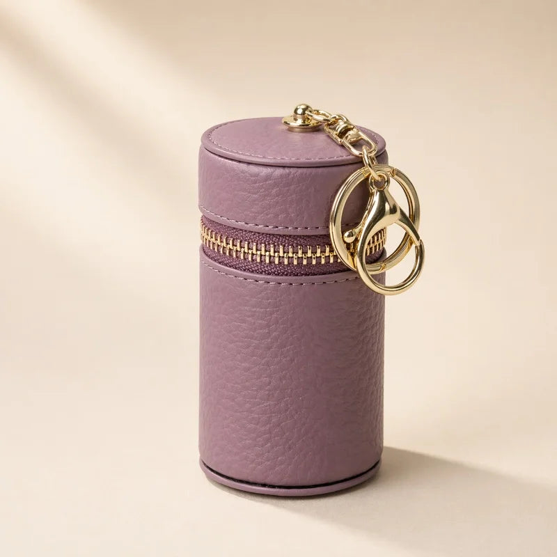Minibolso de Piel para Labial – Elegante Estuche Cilindro para Labial y Esenciales | Accesorio de Llavero Hecho a Mano | Regalo para Ella