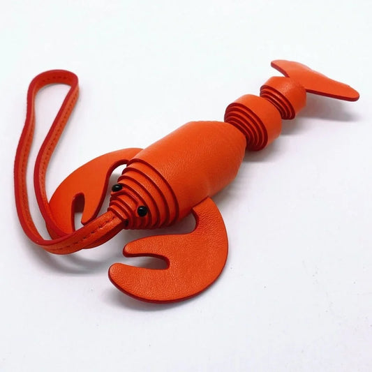 Lobster Leather Bag Charm – Handmade Sheepskin Pendant in Three Colors | Nautical-Inspired Keychain for Bags & Cars | Playful Ocean Accessory
