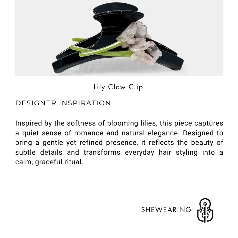 Elegant Lily Flower Acetate Hair Claw Clip – French Romantic Style Hair Accessory | Strong Hold Large Hair Clip for Women | Everyday Styling Essential Gift for Her