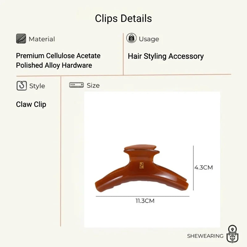 Minimalist French Acetate Hair Claw Clip – Elegant Large Hair Accessory | Strong Hold Claw Clip for Women | Smooth Finish Everyday Styling Gift for Her