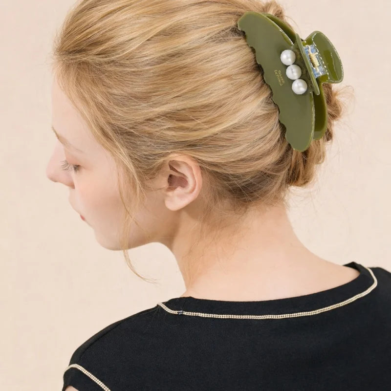 Galaxy Pearl Acetate Hair Claw Clip – Elegant French-Inspired Hair Accessory | Large Strong Hold Claw Clip for Women | Glossy Finish Everyday Styling Gift for Her