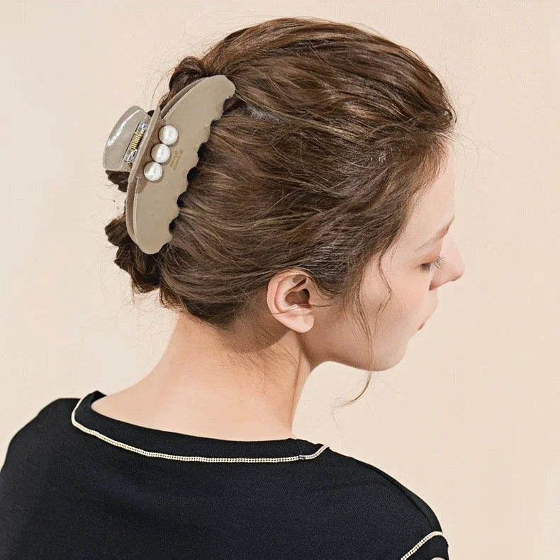 Galaxy Pearl Acetate Hair Claw Clip – Elegant French-Inspired Hair Accessory | Large Strong Hold Claw Clip for Women | Glossy Finish Everyday Styling Gift for Her