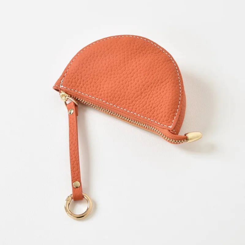 Citrus Slice Leather Mini Pouch – Handcrafted Orange Wedge Coin Purse and Bag Charm | Full-Grain Cowhide | Small Card Holder & Accessory Pouch | Unique Gift Idea