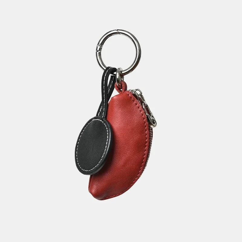 Mini Monedero de Cuero de Curtición Vegetal – Estuche Artesanal con Cremallera para Monedas y Labial | Charm Compacto de Cuero de Plena Flor | Regalo Minimalista para Ella de Uso Diario