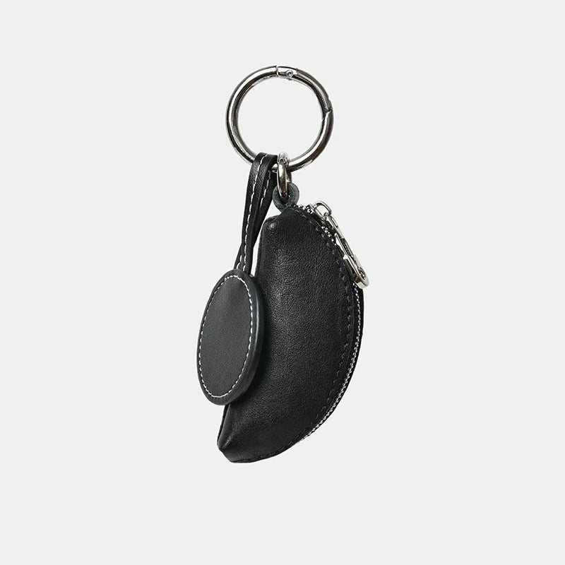 Mini Monedero de Cuero de Curtición Vegetal – Estuche Artesanal con Cremallera para Monedas y Labial | Charm Compacto de Cuero de Plena Flor | Regalo Minimalista para Ella de Uso Diario