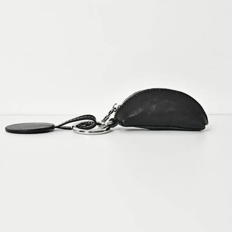 Mini Monedero de Cuero de Curtición Vegetal – Estuche Artesanal con Cremallera para Monedas y Labial | Charm Compacto de Cuero de Plena Flor | Regalo Minimalista para Ella de Uso Diario