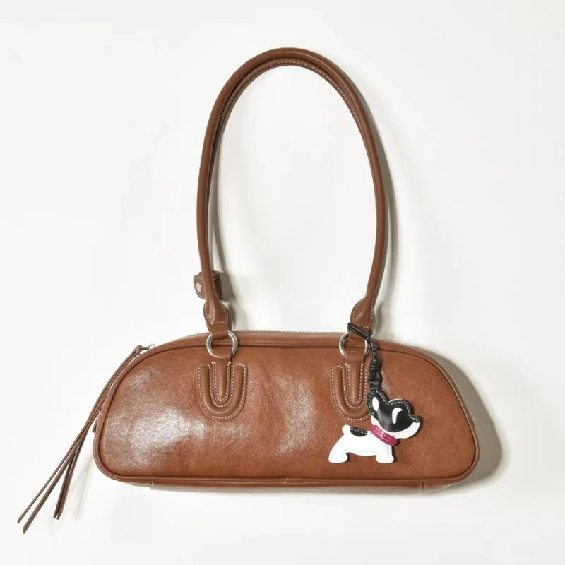 Handmade French Bulldog Leather Bag Charm – Soft Lambskin Dog Keychain | Cute Black & White Puppy Purse Charm | Handcrafted Handbag Accessory Gift for Her