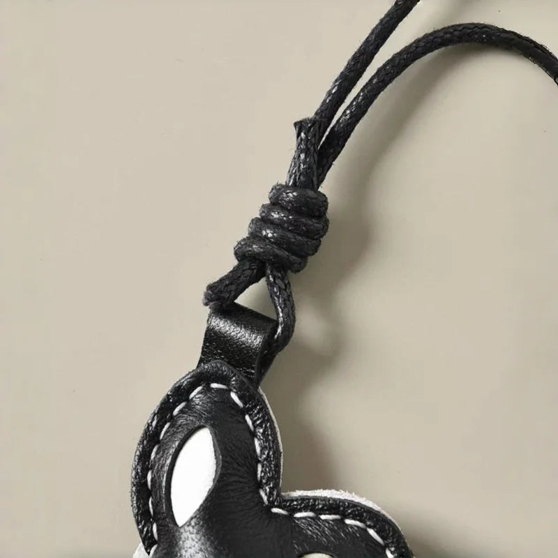 Handmade French Bulldog Leather Bag Charm – Soft Lambskin Dog Keychain | Cute Black & White Puppy Purse Charm | Handcrafted Handbag Accessory Gift for Her