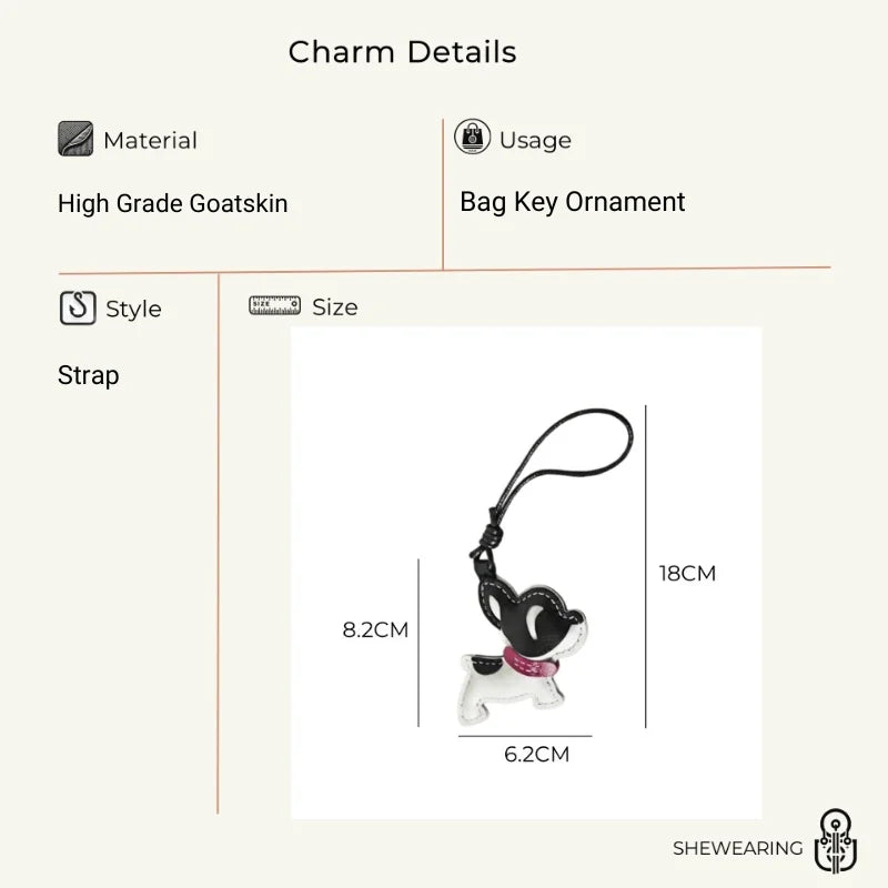 Handmade French Bulldog Leather Bag Charm – Soft Lambskin Dog Keychain | Cute Black & White Puppy Purse Charm | Handcrafted Handbag Accessory Gift for Her