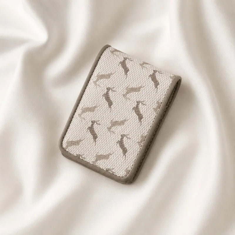 Foldable Animal-Print Lipstick Pouch with Mirror – Slim Leather Makeup Case | Compact Purse Organizer for Handbag | Gift for Her
