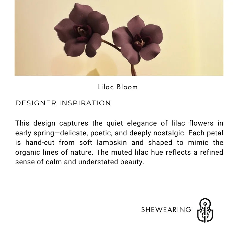 Lilac Blossom Leather Bag Charm – Handcrafted Full-Grain Lambskin Floral Pendant | Artistic Keychain Accessory | Elegant Gift for Her