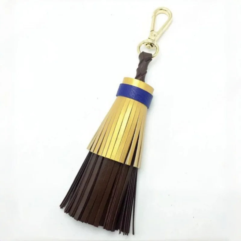 Multicolor Layered Leather Tassel Bag Charm – Handcrafted Lambskin Fringe Pendant | Color-Block Designer Handbag Accessory | Elegant Statement Keychain Gift for Her