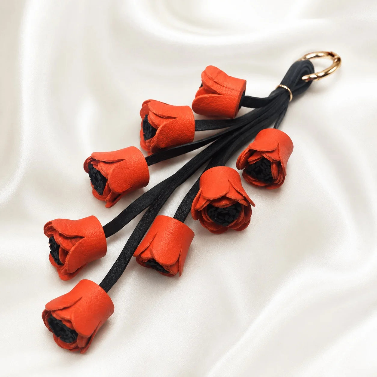 Unique Handcrafted Genuine Leather Floral Bouquet Bag Charm – Flower Cluster Purse Accessory, Gift for Her