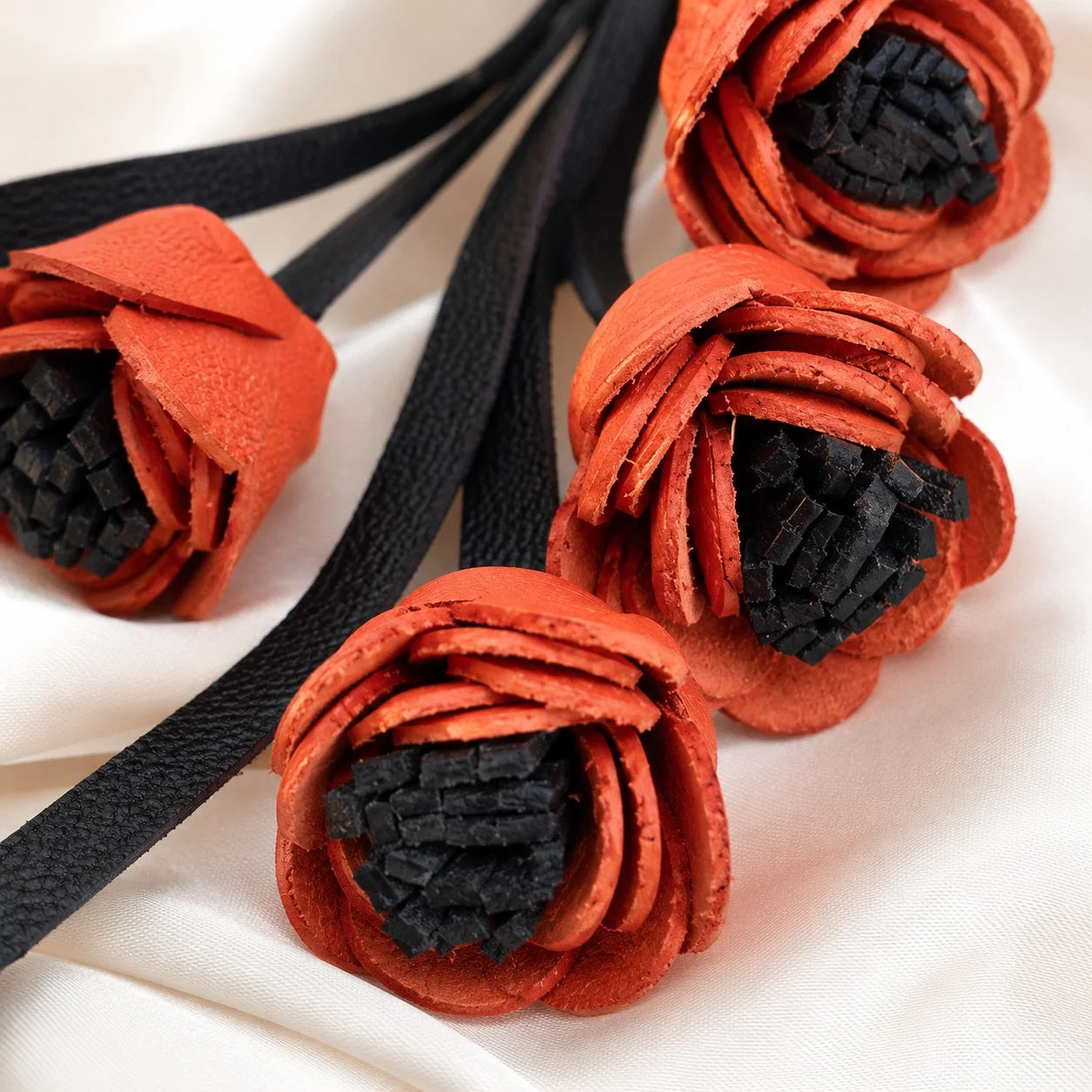 Unique Handcrafted Genuine Leather Floral Bouquet Bag Charm – Flower Cluster Purse Accessory, Gift for Her