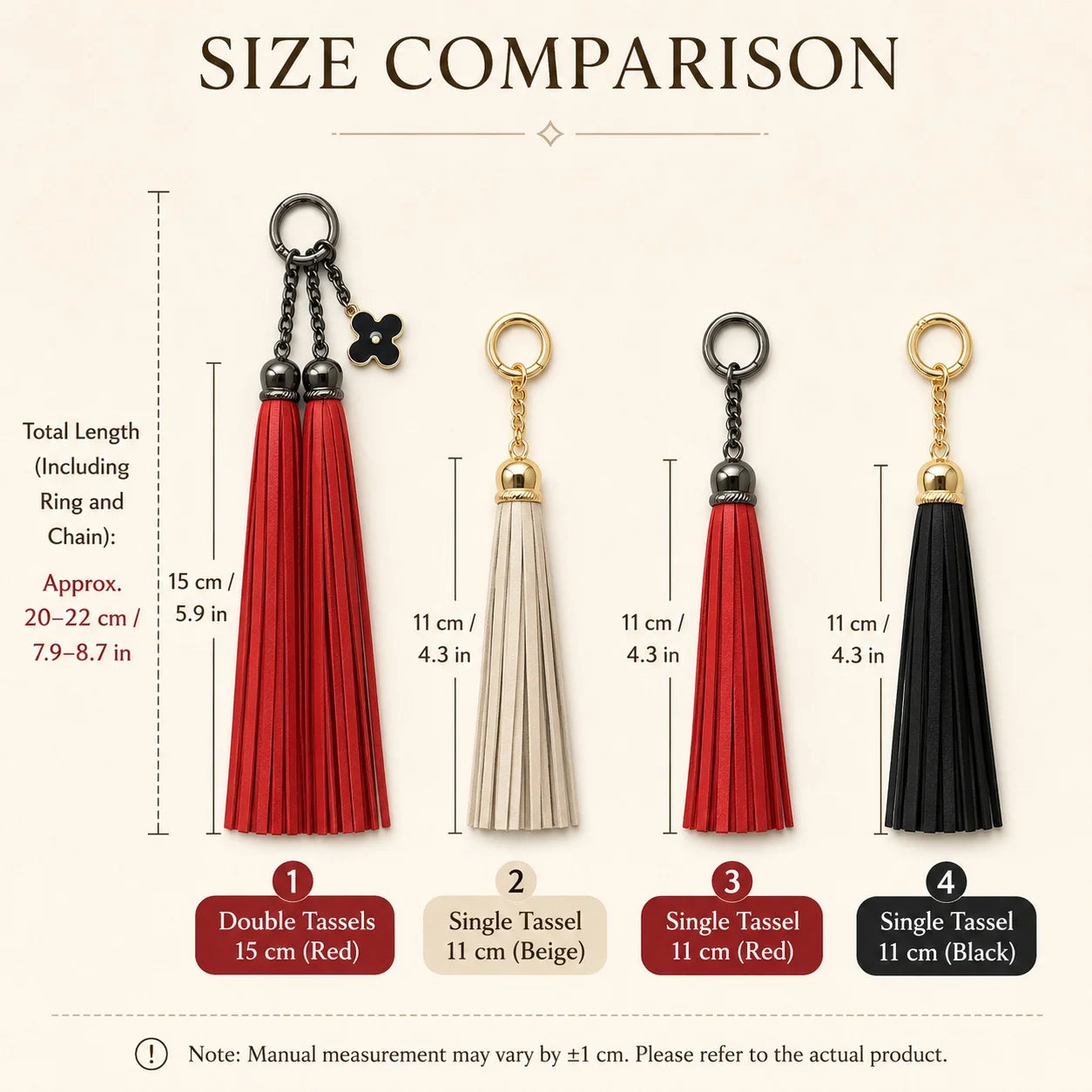 Unique Handcrafted Genuine Sheepskin Leather Double Tassel Bag Charm – Long Red Fringe Purse Accessory, Gift for Her