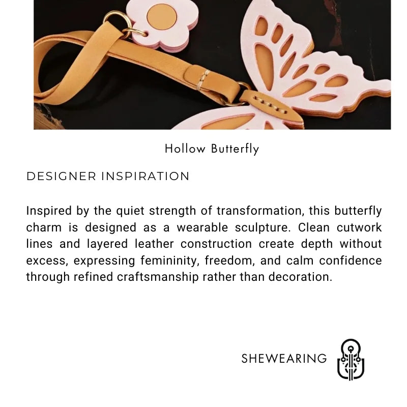 Llavero Colgante de Mariposa Hueca Grande de Cuero – Colgante Artesanal de Cuero de Grano Completo | Diseño Calado Artesanal | Regalo Elegante para Ella